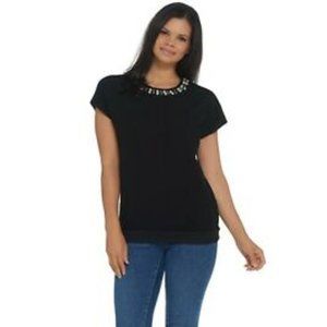 Women's Timeless Short Sleeve Knit Top - Black